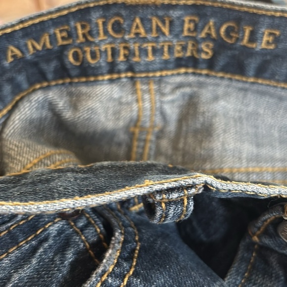 American Eagle AEO Slim Distressed Jean Sz 29X31”Blue 100% Cotton Whisker Detail - Picture 8 of 8